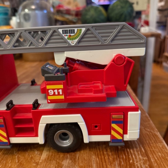 Playmobil Fire Truck Ladder Unit 4820 Red Toy Vehicle w Gurney Only - Picture 5 of 10